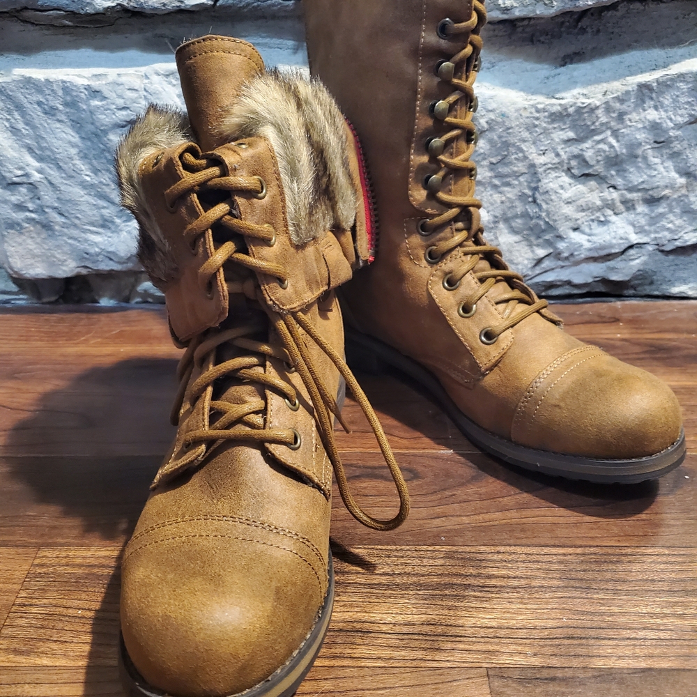 Madden Girl Brown Boots with Faux Fur- size 9 -